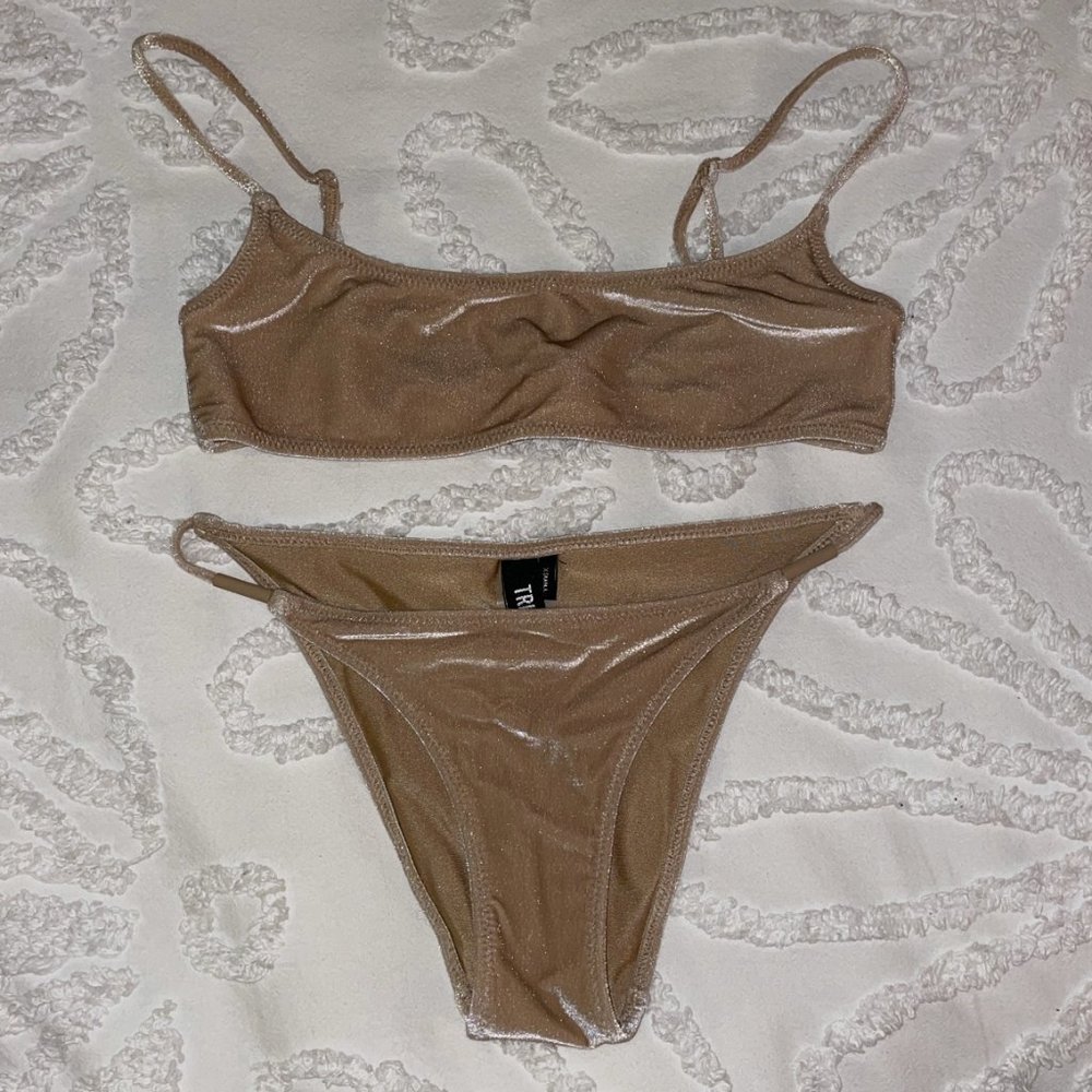 Triangl Velour Bikini in Champagne Gold S/XS